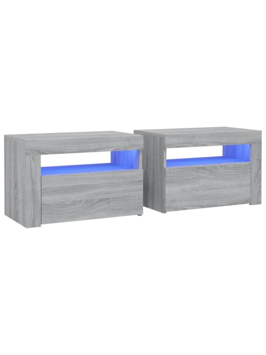 Noční stolky 2 ks s LED osvětlením šedé sonoma 60 x 35 x 40 cm