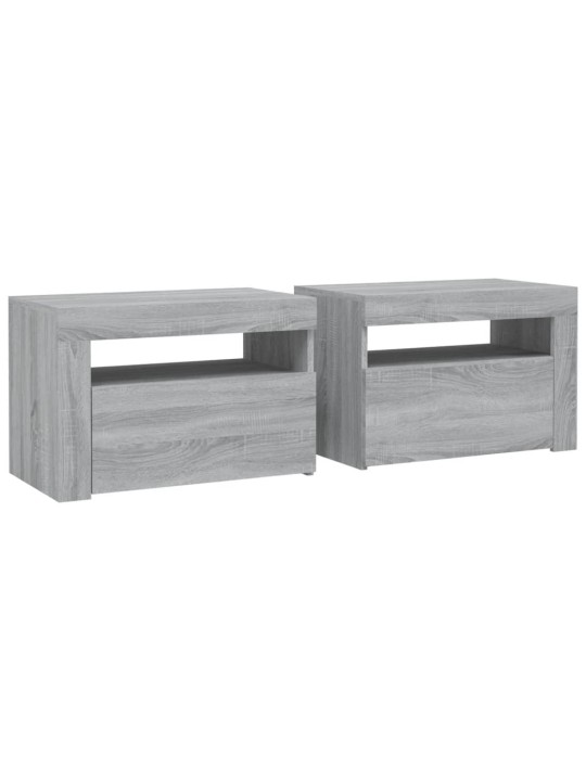 Noční stolky 2 ks s LED osvětlením šedé sonoma 60 x 35 x 40 cm