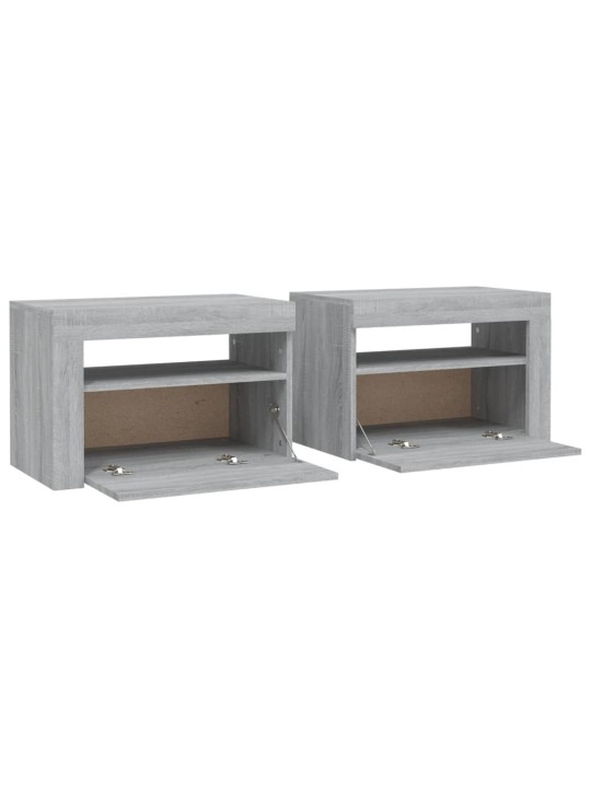 Noční stolky 2 ks s LED osvětlením šedé sonoma 60 x 35 x 40 cm