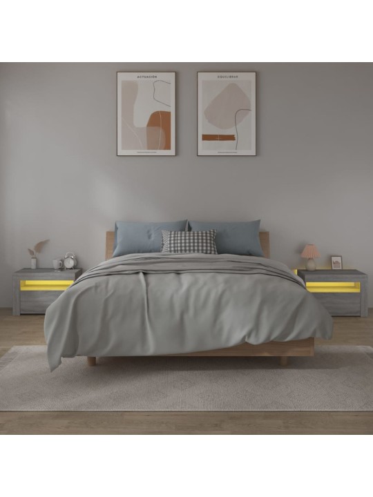 Noční stolky 2 ks s LED osvětlením šedé sonoma 60 x 35 x 40 cm