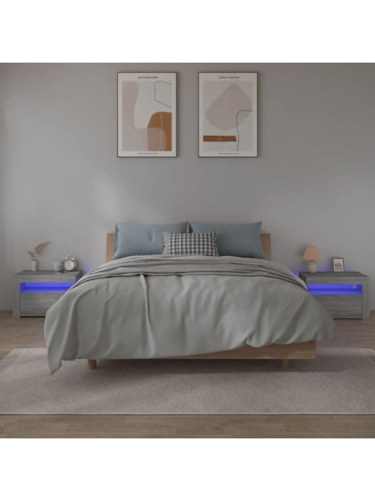 Noční stolky 2 ks s LED osvětlením šedé sonoma 60 x 35 x 40 cm