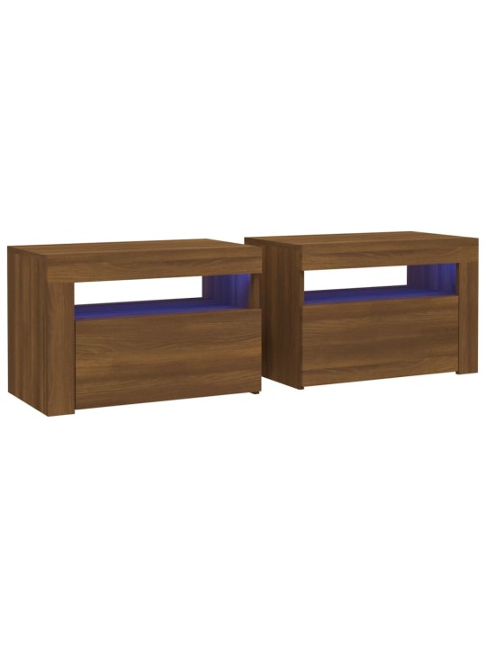 Noční stolky 2 ks s LED osvětlením hnědý dub 60 x 35 x 40 cm