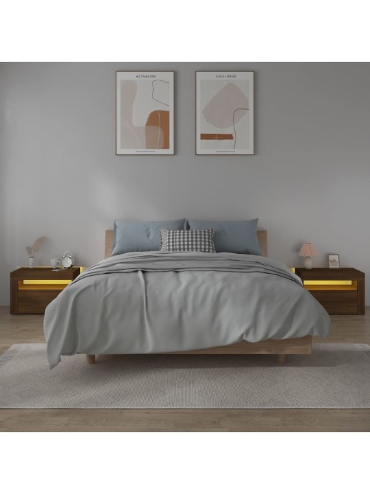 Noční stolky 2 ks s LED osvětlením hnědý dub 60 x 35 x 40 cm