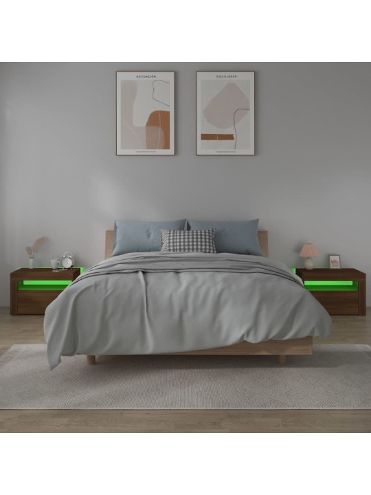 Noční stolky 2 ks s LED osvětlením hnědý dub 60 x 35 x 40 cm