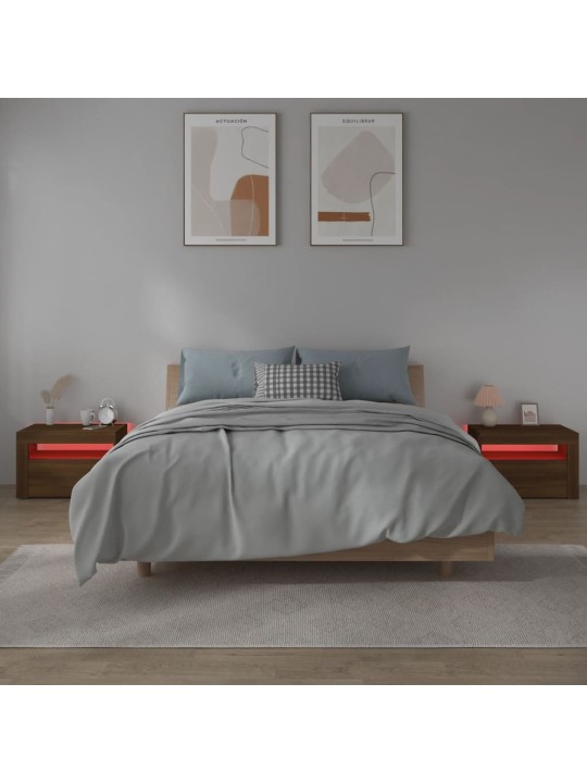 Noční stolky 2 ks s LED osvětlením hnědý dub 60 x 35 x 40 cm
