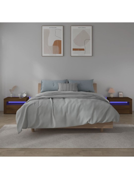 Noční stolky 2 ks s LED osvětlením hnědý dub 60 x 35 x 40 cm