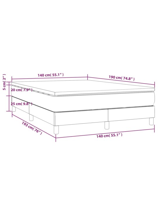 Box spring postel s matrací tmavě šedý 140 x 190 cm textil