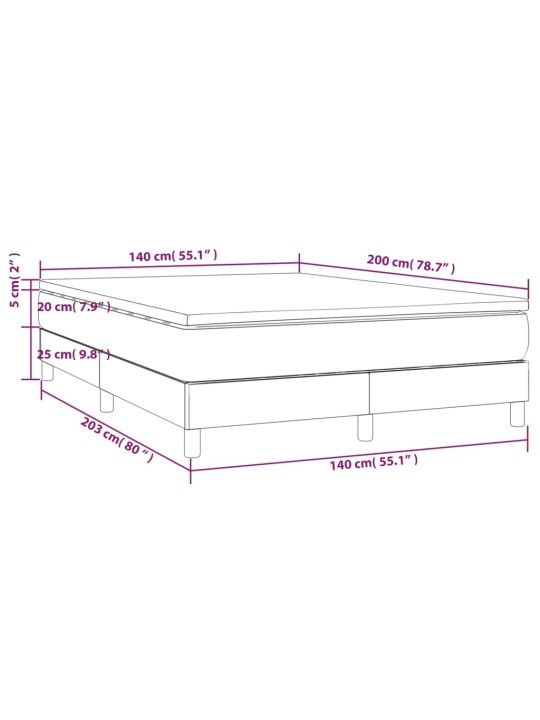 Box spring postel s matrací tmavě šedá 140x200 cm textil