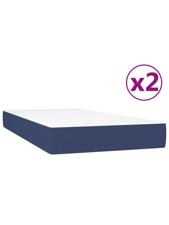 Box spring postel s matrací modrá 200x200 cm textil