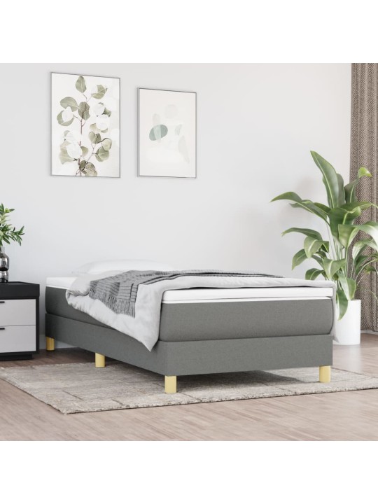 Box spring postel s matrací tmavě šedá 90x200 cm textil