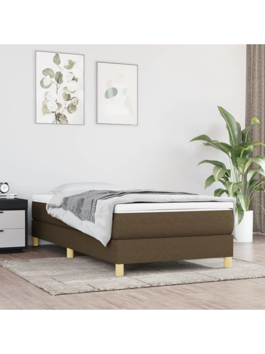 Box spring postel s matrací tmavě hnědá 90x200 cm textil