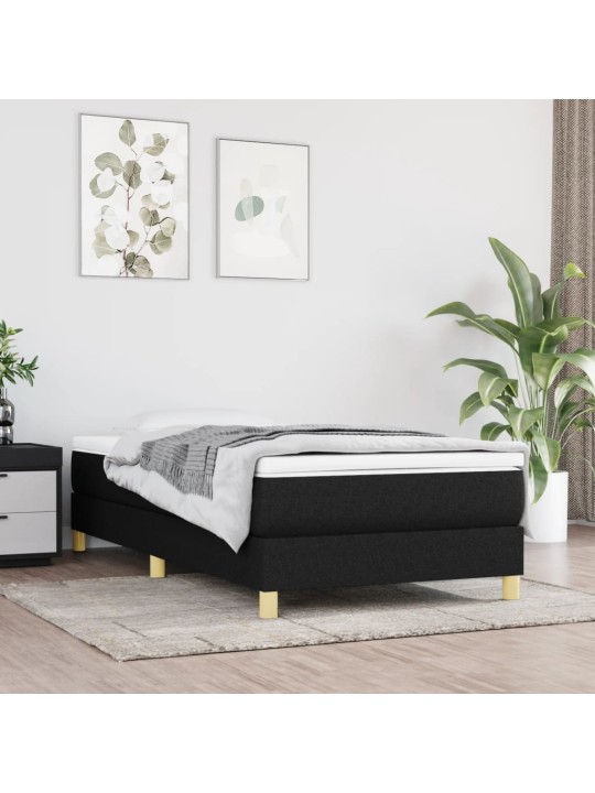Box spring postel s matrací černá 100 x 200 cm textil