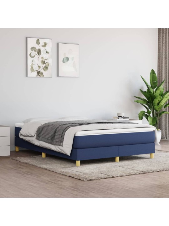 Box spring postel s matrací modrá 140x190 cm textil