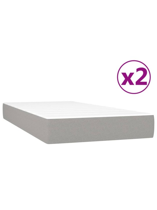 Box spring postel s matrací světle šedá 200 x 200 cm textil