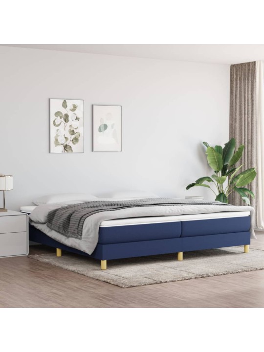 Box spring postel s matrací modrá 200x200 cm textil