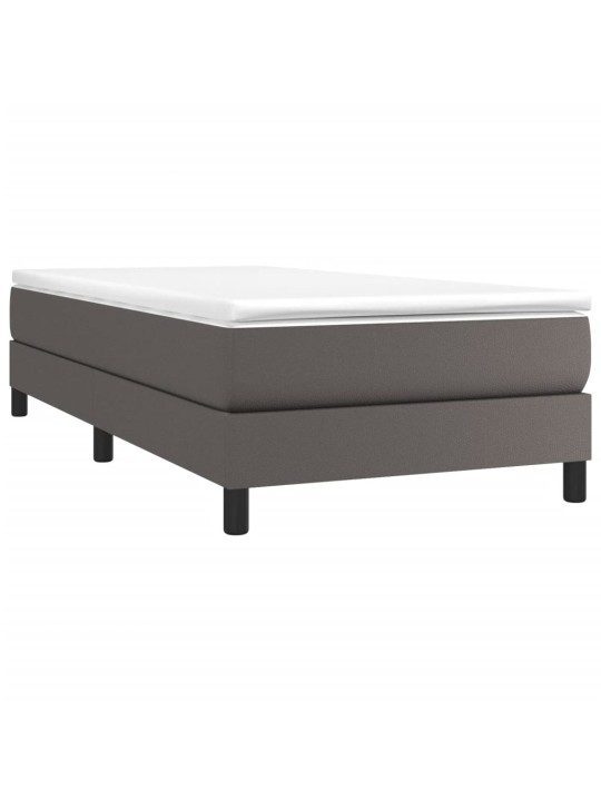 Box spring postel s matrací šedá 80 x 200 cm umělá kůže