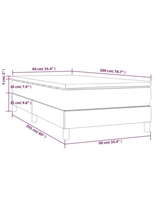 Box spring postel s matrací bílá 90x200 cm umělá kůže