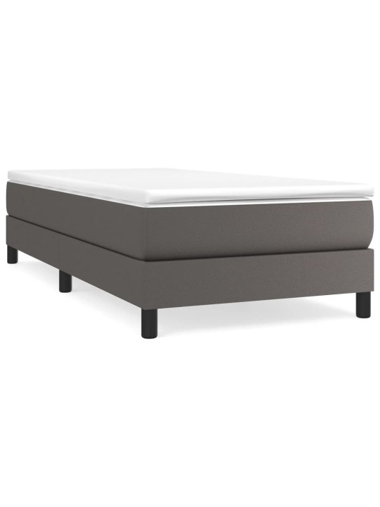 Box spring postel s matrací šedá 90x200 cm umělá kůže