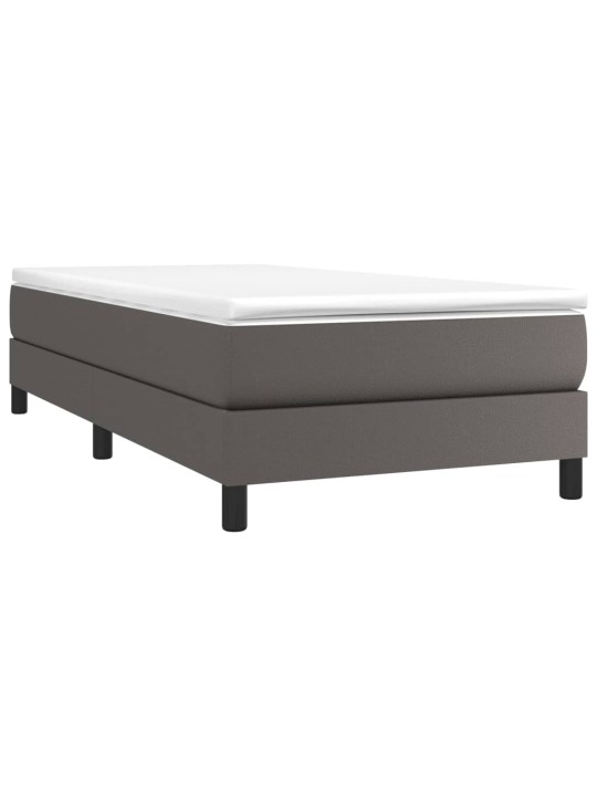 Box spring postel s matrací šedá 90x200 cm umělá kůže