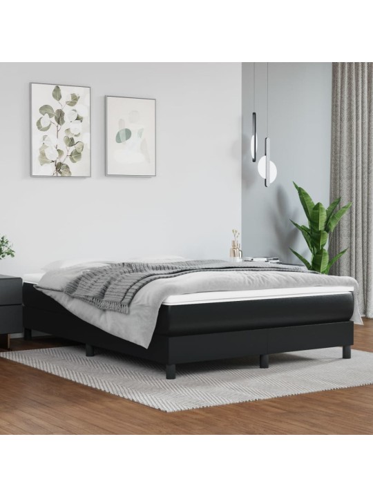Box spring postel s matrací černá 140 x 190 cm umělá kůže