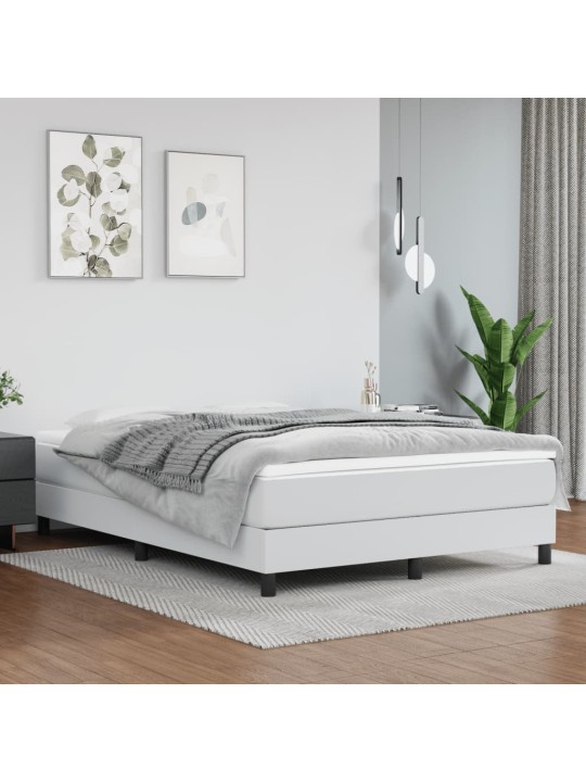 Box spring postel s matrací bílá 140 x 190 cm umělá kůže