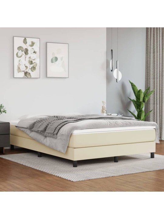 Box spring postel s matrací krémová 140x190 cm umělá kůže