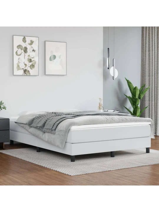 Box spring postel s matrací bílá 140x200 cm umělá kůže