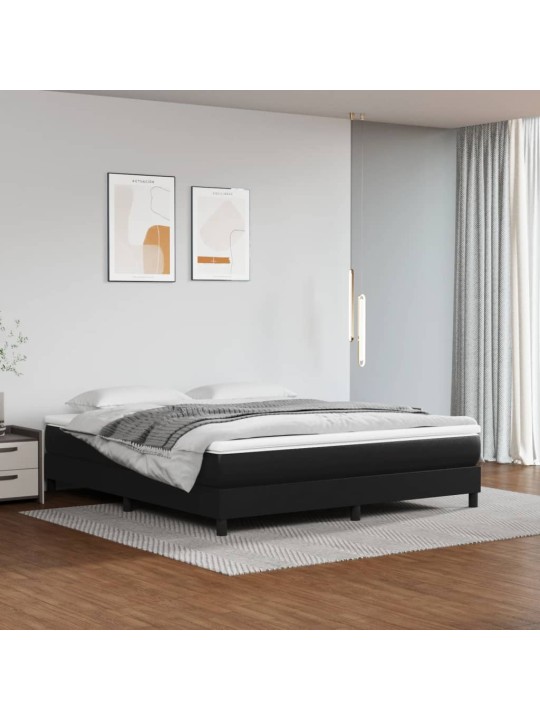 Box spring postel s matrací černá 160x200 cm umělá kůže