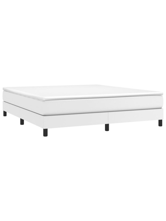 Box spring postel s matrací bílá 160x200 cm umělá kůže