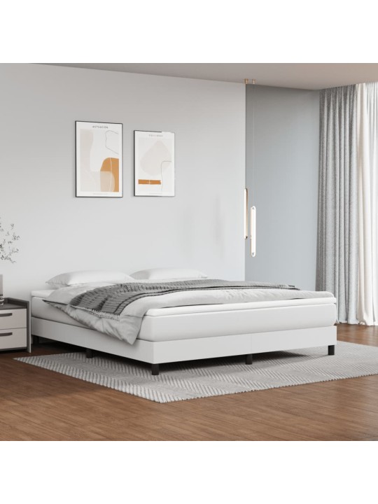 Box spring postel s matrací bílá 160x200 cm umělá kůže
