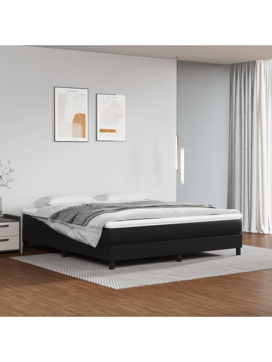 Box spring postel s matrací černá 180x200 cm umělá kůže
