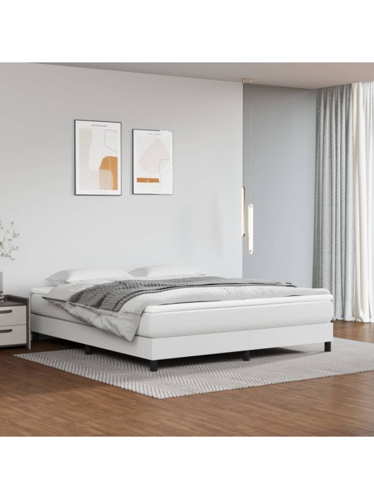 Box spring postel s matrací bílá 180x200 cm umělá kůže