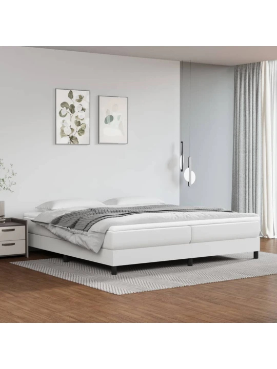Box spring postel s matrací bílá 200x200 cm umělá kůže