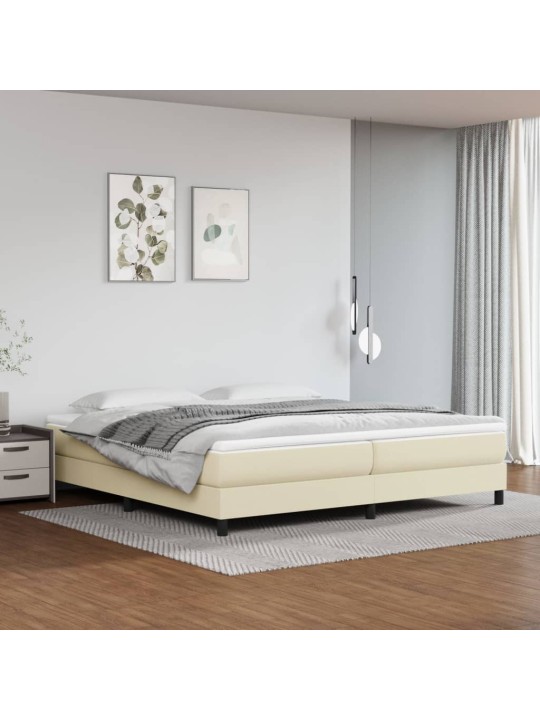 Box spring postel s matrací krémová 200x200 cm umělá kůže