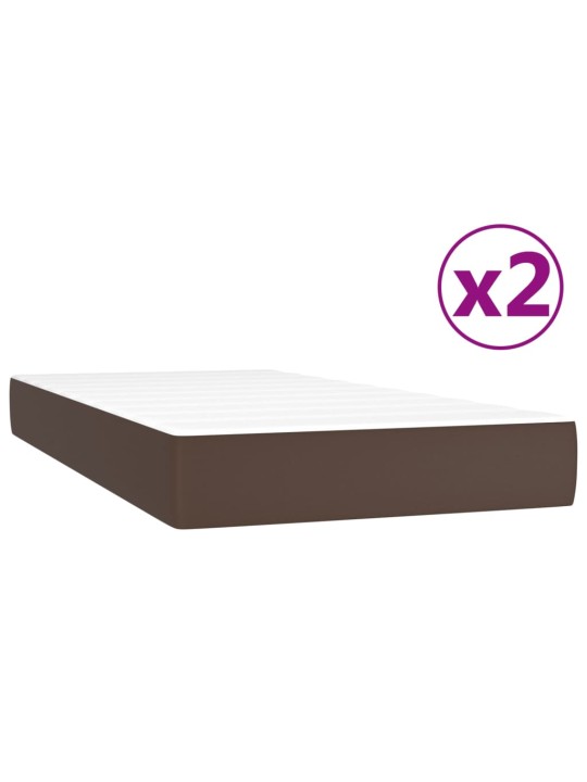Box spring postel s matrací hnědá 200x200 cm umělá kůže