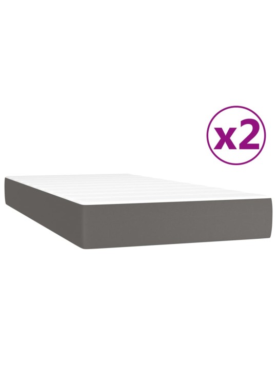 Box spring postel s matrací šedá 200x200 cm umělá kůže