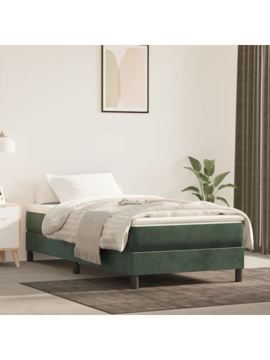 Box spring postel s matrací tmavě zelená 80 x 200 cm samet
