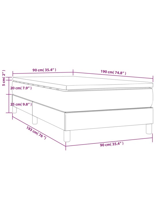 Box spring postel s matrací tmavě šedá 90x190 cm samet