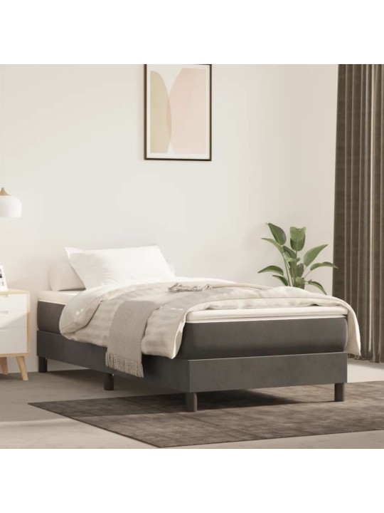 Box spring postel s matrací tmavě šedá 90x190 cm samet