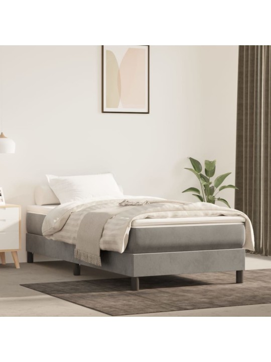 Box spring postel s matrací světle šedá 90x200 cm samet