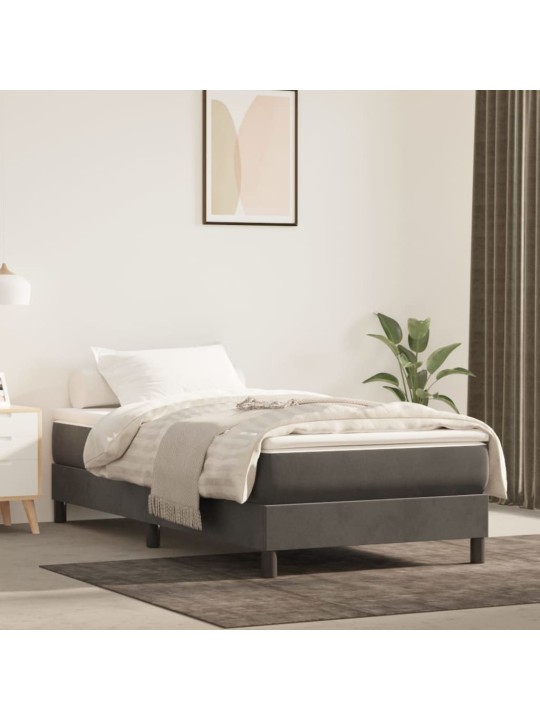 Box spring postel s matrací tmavě šedá 90x200 cm samet