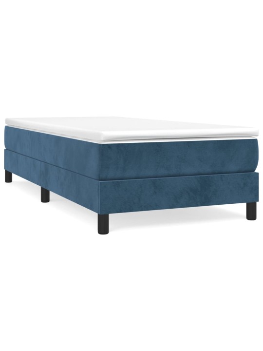 Box spring postel s matrací tmavě modrá 90x200 cm samet
