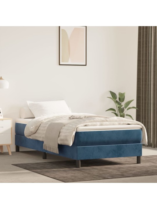 Box spring postel s matrací tmavě modrá 90x200 cm samet
