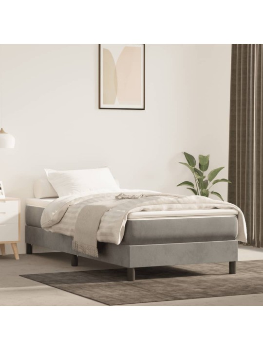 Box spring postel s matrací světle šedá 100x200 cm samet