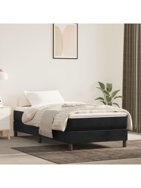 Box spring postel s matrací černá 100x200 cm samet