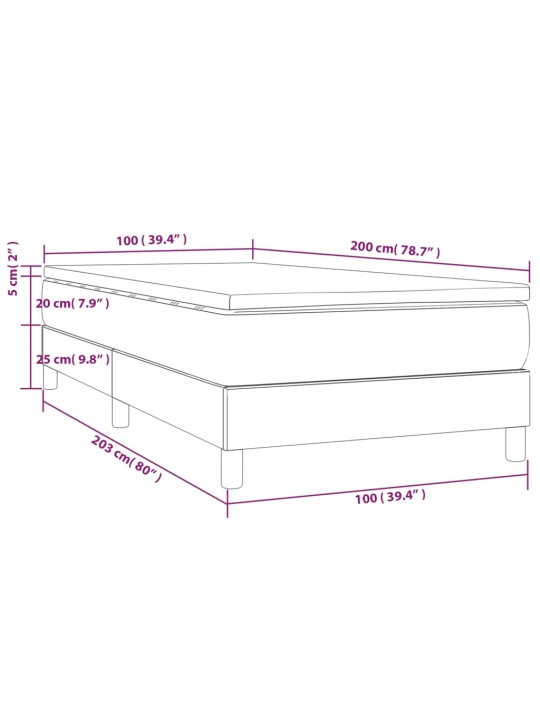 Box spring postel s matrací tmavě modrá 100x200 cm samet