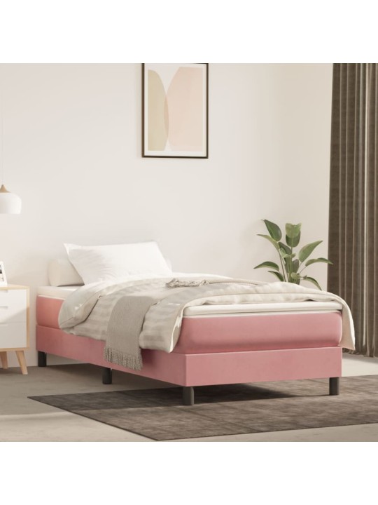 Box spring postel s matrací růžová 100x200 cm samet