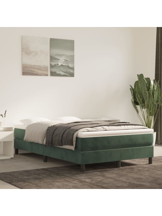 Box spring postel s matrací tmavě zelená 120 x 200 cm samet