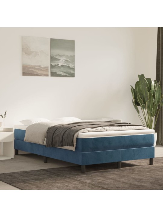 Box spring postel s matrací tmavě modrá 120 x 200 cm samet