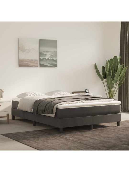 Box spring postel s matrací tmavě šedý 140 x 190 cm samet